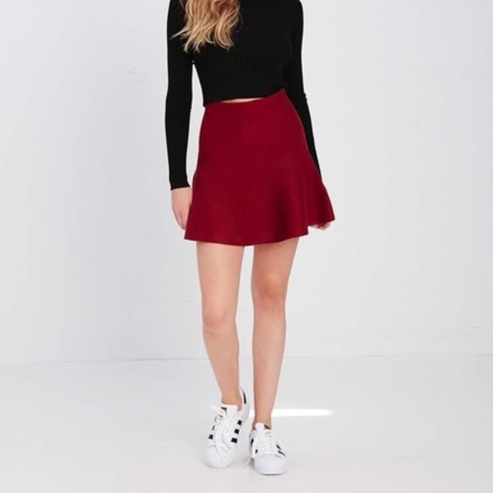 Young & Reckless Red Wool Skater Mini Skirt Size M